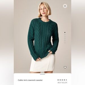 NWT J. Crew XXS Cable-Knit Crewneck Sweater in Midnight Foliage - current season
